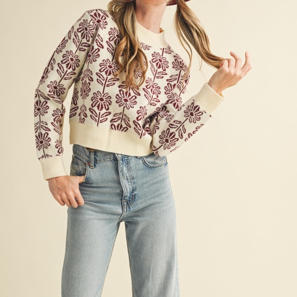 NWT Floral Pattern Knit Sweater - Picture 2 of 9